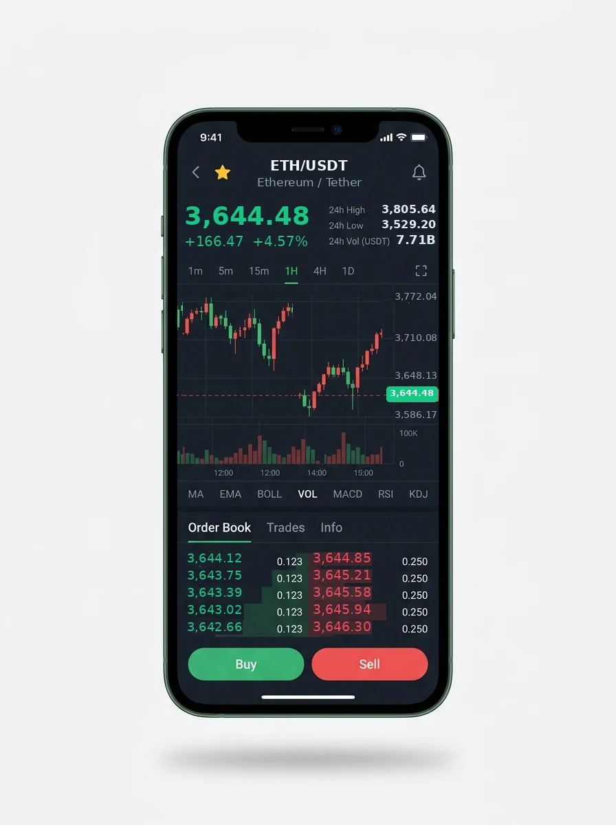 A mesma vista do portefólio num ecrã de telemóvel